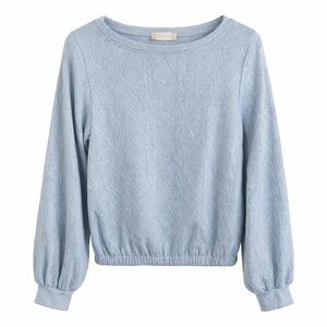 💙 Altar’d State Blousant Sleeve Slate Blue Sweater Blouse – Size Small